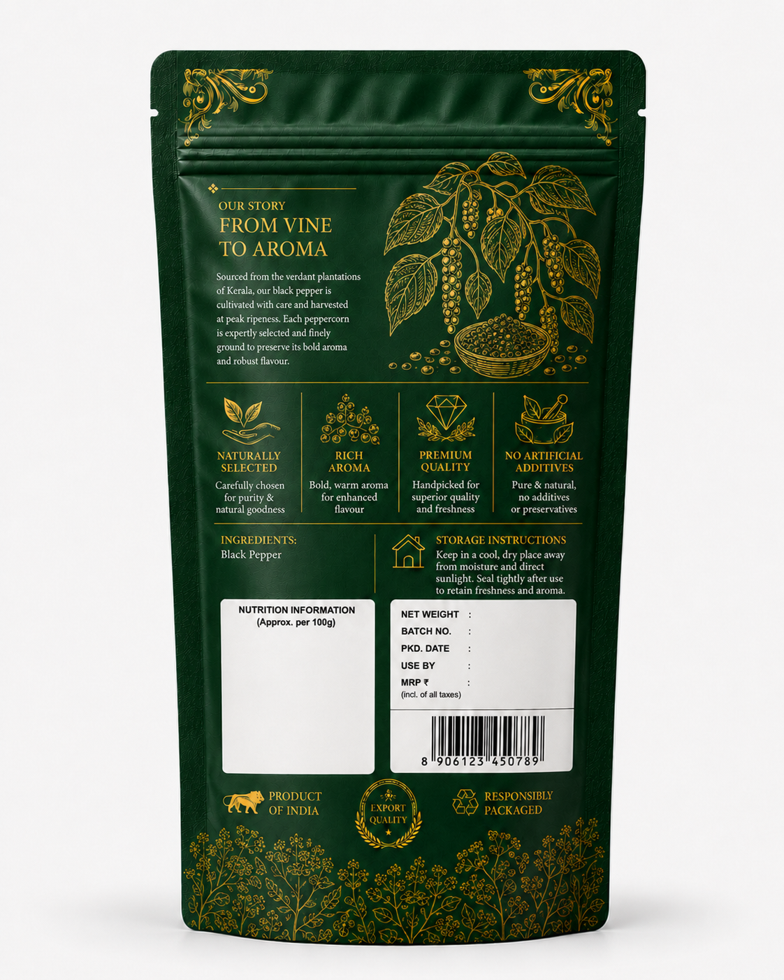 Aromora Powdered Black Pepper 100g | Premium Kerala Black Pepper Powder