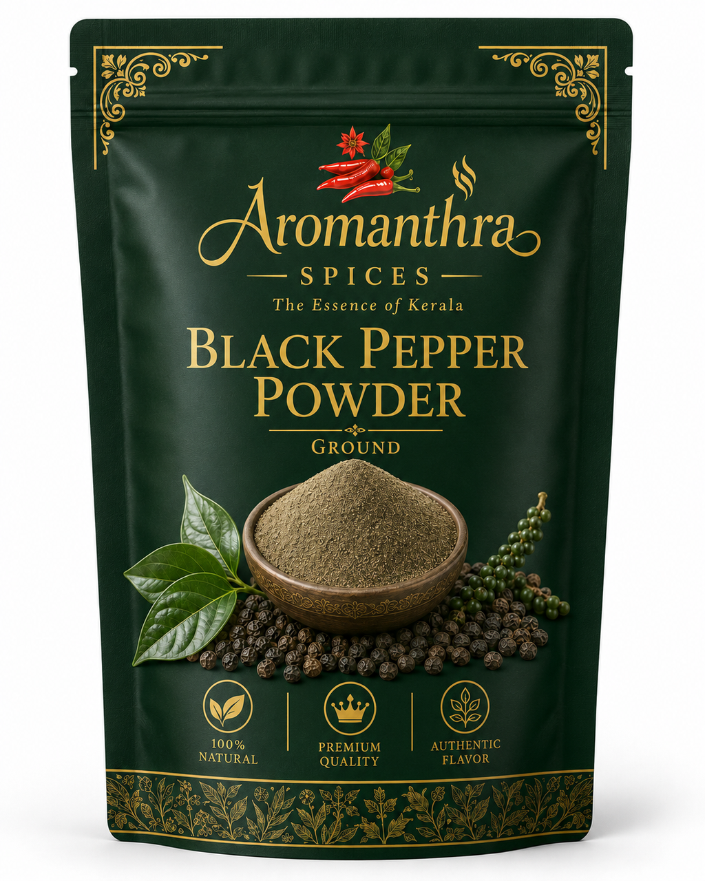 Aromora Powdered Black Pepper 100g | Premium Kerala Black Pepper Powder