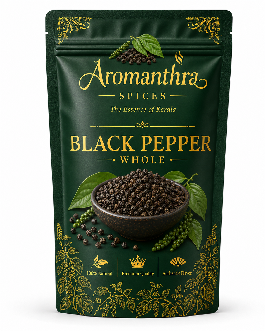Aromora Malabar Whole Black Pepper 200g | Premium Kerala Peppercorns