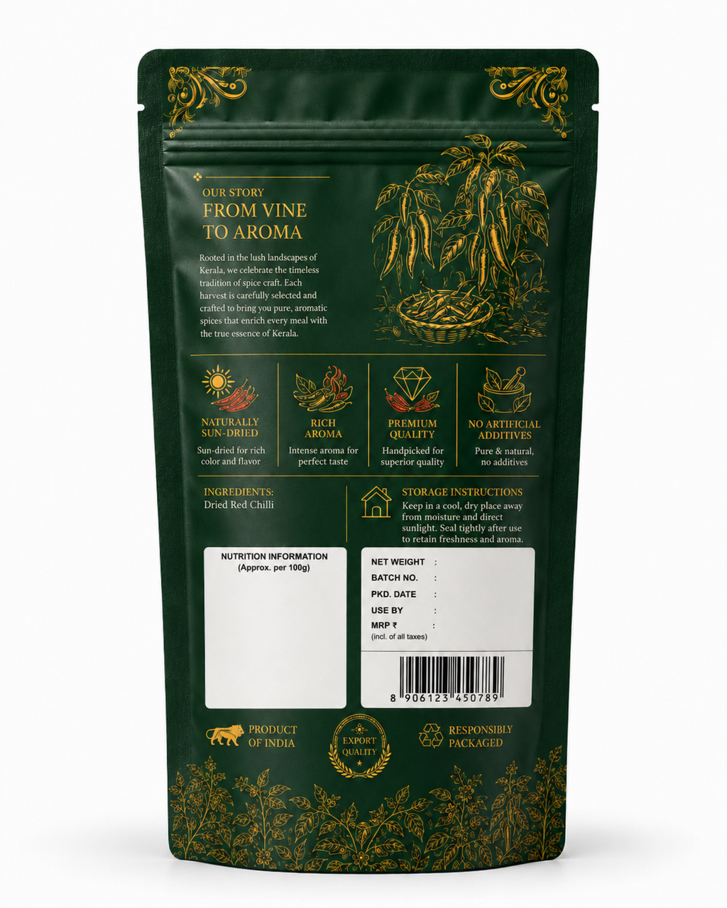 Aromora Chilli Powder | Ground Red Chilli | 100% Natural Kerala Spice