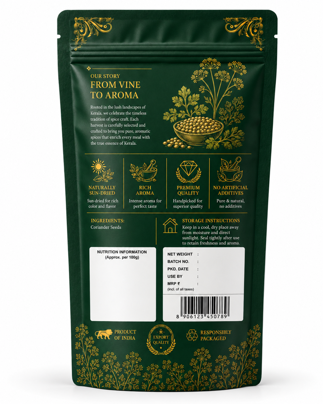 Aromora Coriander Powder | 100% Natural Ground Coriander | Kerala Spice