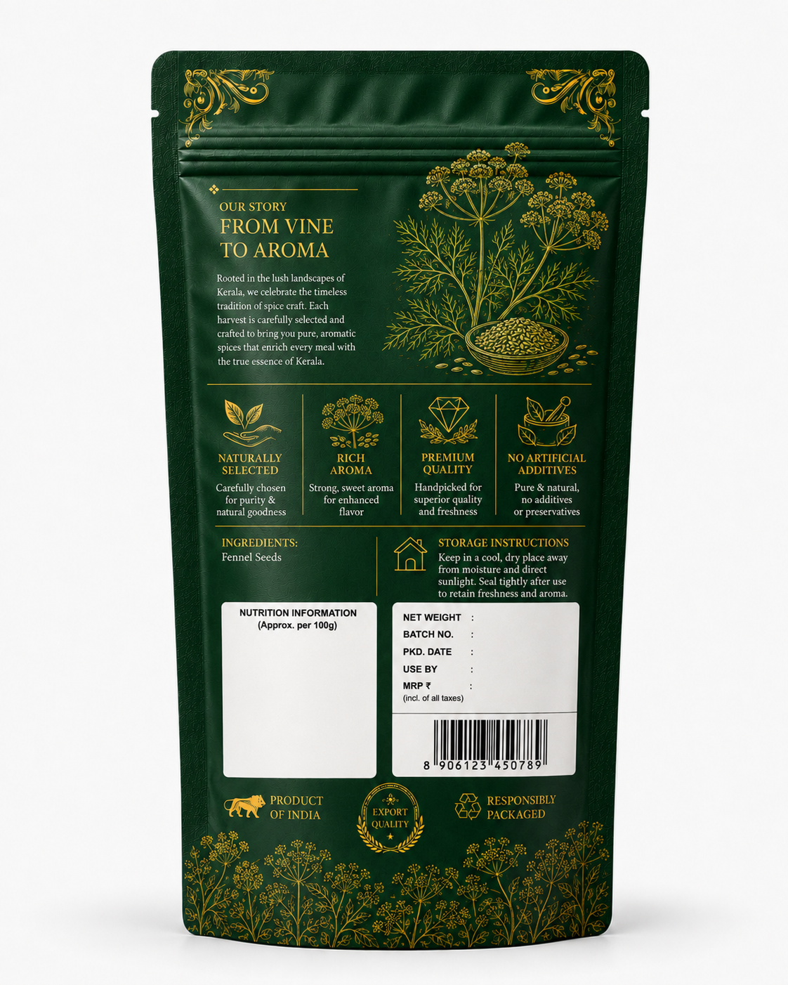 Aromora Fennel Seeds | Whole & Aromatic | Premium Kerala Saunf